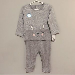 NWT 18 mo Grey Striped bodysuit